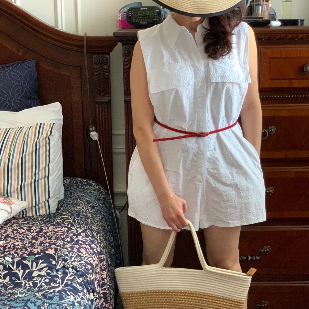 Zara embroidered eyelet jumpsuit
